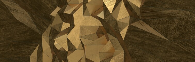 Luxurious VIP Invitation template with gold polygon background