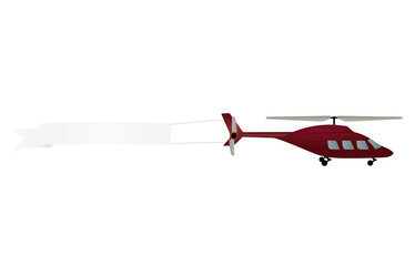 Helicopter with white ribbon. vector