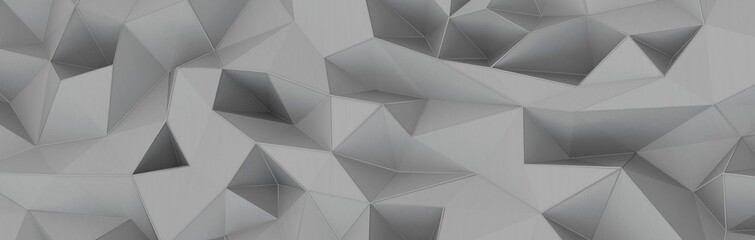 Obraz premium Close up detail of abstract modern metallic triangular wall pattern. Silver triangle geometric art wallpaper.