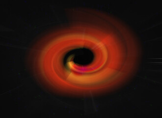 Depiction of the supermassive black hole M 87 and the event horizon. Outer space. 