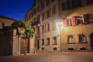 Fototapeta na wymiar Sion, Old city street view by night, Switzerland, Europe