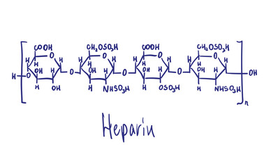 Heparin chemical structure. Vector illustration Hand drawn.