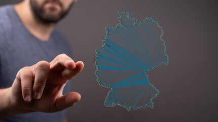 3D map of Germany. Map of Germany land border