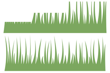 Green grass - vector flat cartoon mowed lawn. Creation of landscape design in the countryside.