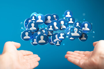 Business people silhouettes network team