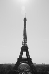 Black and white Eifel Tower. Paris, France.