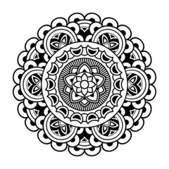 Isolated mandala in vector. Round pattern in white and black colors for design. Vintage decorative element