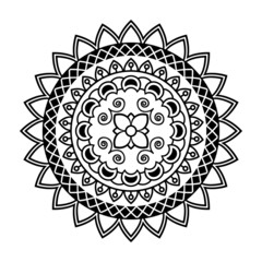 Isolated mandala in vector. Round pattern in white and black colors. Vintage decorative element  for design