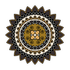 Vector mandala isolated on white background. Card with ornament in brown and beige colors. Oriental pattern, vintage decorative element for design