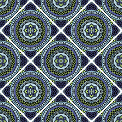 Abstract seamless mandala background. Texture in blue and green colors. Oriental pattern for design, fashion print, scrapbooking	