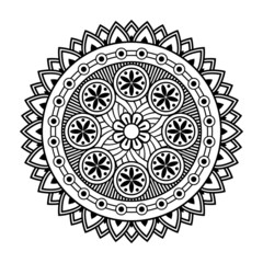 Isolated mandala in vector. Round pattern in white and black colors for design