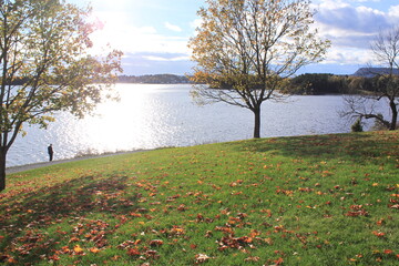 silhouette of a man on a background of water - B&aelig;rum