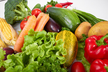 fresh vegetables on the white background