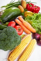fresh vegetables on the white background