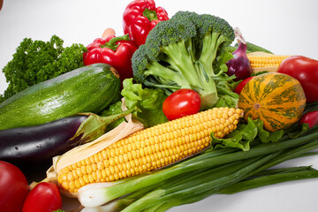 fresh vegetables on the white background