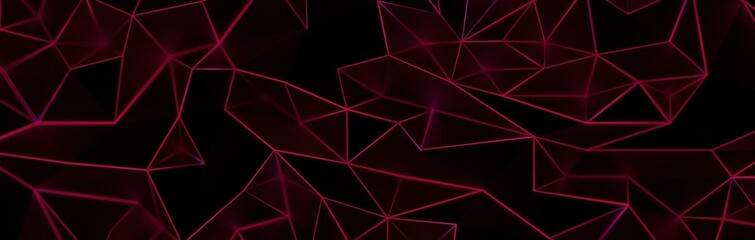 Fototapeta premium 3d render, abstract magenta crystal background, faceted texture, macro panorama, wide panoramic polygonal wallpaper