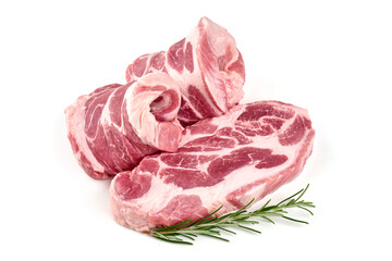 Boston butt steak, isolated on white background.