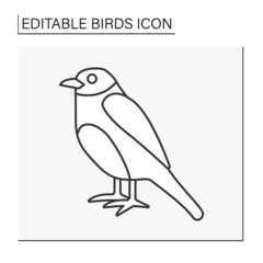  Bluebird line icon. Small reddish brown breast,and blue plumage. Birds concept. Isolated vector illustration. Editable stroke