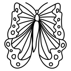 Butterfly fantasy outline, doodle coloring page for toddlers insect world