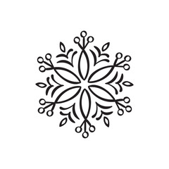 Snowflake christmas calligraphic hand drawn vector icon in trendy flat style isolated on white background. Xmas snow icon illustration