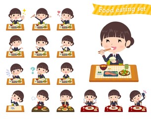 食事に関する郵便スーツ女性のセット