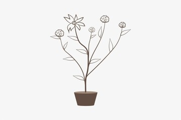 flower line art isolated vector illustration