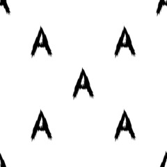 Black alphabet letters A on white background. Seamless abstract vector geometric pattern. Perfect for gift wrapping paper, Bed sheets and interior. School and learning theme.