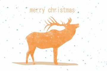 Christmas card with silhouette Deer illustration