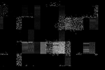 Pixel pattern of a digital glitch / Abstract black and white pixel pattern background of a digital glitch.