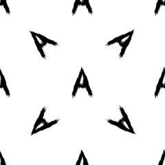 Black alphabet letters A on white background. Seamless abstract vector geometric pattern. Perfect for gift wrapping paper, Bed sheets and interior. School and learning theme.