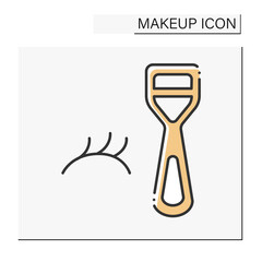  False lashes curler color icon. Cosmetology instrument for curly lashes. Makeup concept. Isolated vector illustration