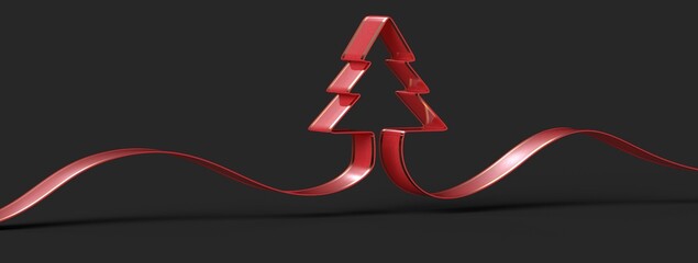 Fototapeta na wymiar merry christmas card modern 3d minimal tree