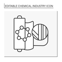  Industrialization line icon. Synthetic fabric production. Clothing. Chemical industry concept. Isolated vector illustration. Editable stroke