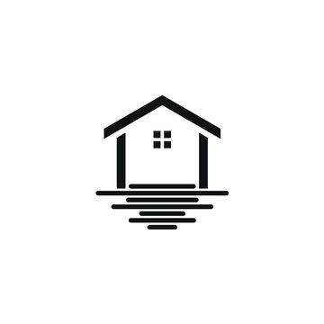 Home Building Logo Design, Water Wave Vector Concept 