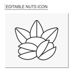  Pistachio line icon. Delicious ingredients for spumoni, baklava, kulfi, pistachio ice cream, and salad.Healthy food rich in vitamins.Nuts concept. Isolated vector illustration. Editable stroke