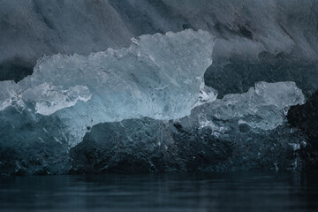 Icebergs floating. Ices and icebergs. Glacier lagoon. Greenland iceberg. Melting ice. South coast...