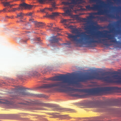 Fototapeta premium Colorful pink sunset. Nature sky sunset background. Amazing scenery sunset. 