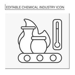 Ceramics production line icon. Dishes manufactured by application of heat. Chemical industry concept. Isolated vector illustration. Editable stroke