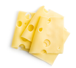 Sliced hard cheese.