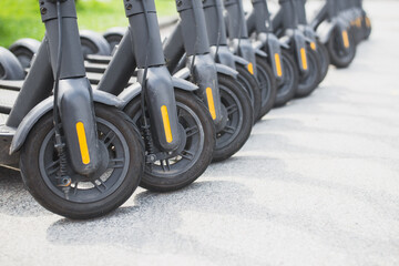 City parking for electric scooters - convenient cheap eco-friendly transport for city trips