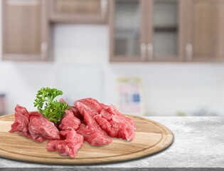 Fresh raw meat beef on the desk