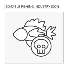  Poisonous fish line icon. Fish with toxic meat. Fishing industry concept. Isolated vector illustration. Editable stroke