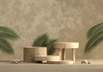 Fotobehang 3D rendering abstract platform podium product presentation backdrop © sarawut795