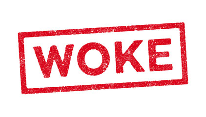 Vector illustration of the word Woke in red ink stamp