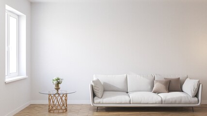 Modern sofa in the living room. 3D-render.