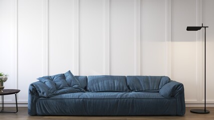 Modern sofa in the living room. 3D-render.