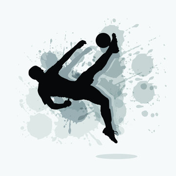 Very high quality detailed soccer football player illustration. vector illustration of soccer player kicking soccer ball.