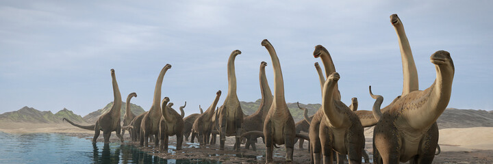 Titanosaurus, herd of dinosaurs from the Cretaceous period  © dottedyeti