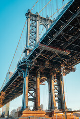Fototapeta na wymiar Manhattan bridge over the river New York urban classic view structure 