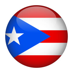 Puerto Rico 3D Rounded Country Flag button Icon